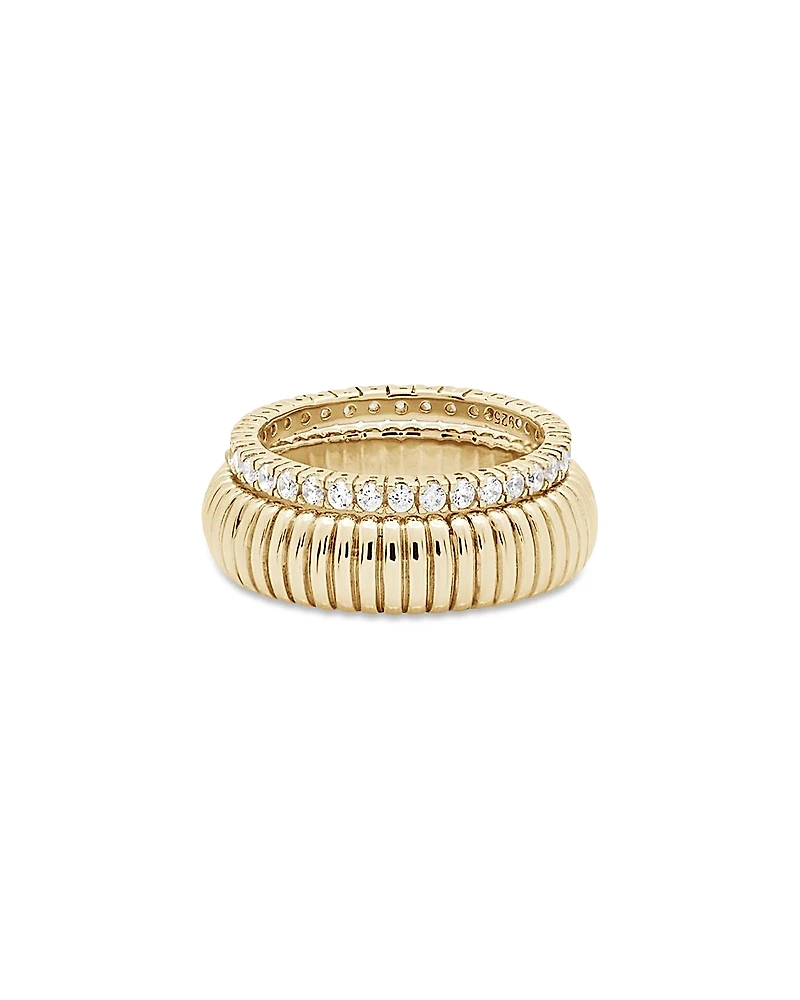 Shashi Striated Pave Ring