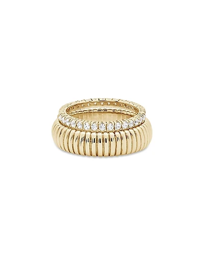 Shashi Striated Pave Ring