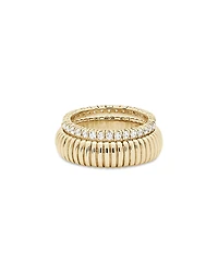 Shashi Striated Pave Ring