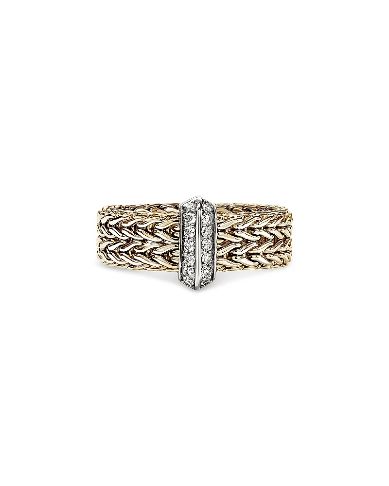 John Hardy 14K Yellow Gold Diamond Icon Link Ring