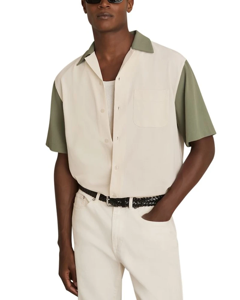 Peza Textured Color Block Cuban Shirt