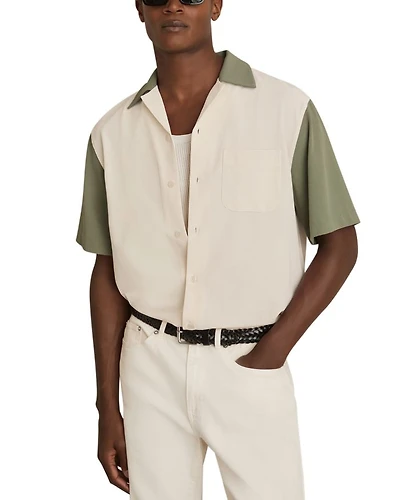 Peza Textured Color Block Cuban Shirt