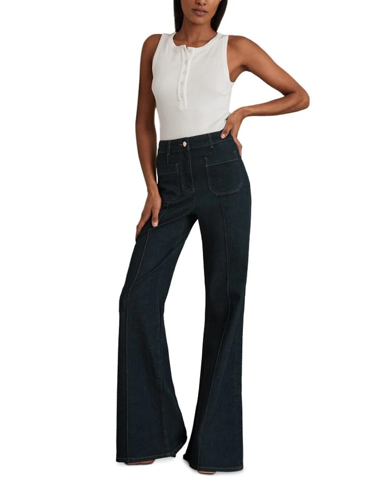 Sakura High Rise Flare Jeans Dark Blue