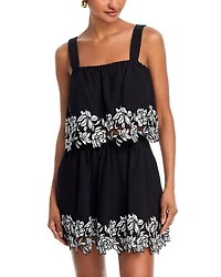 Aqua Cotton Linen Lace Trim Sleeveless Top - Exclusive