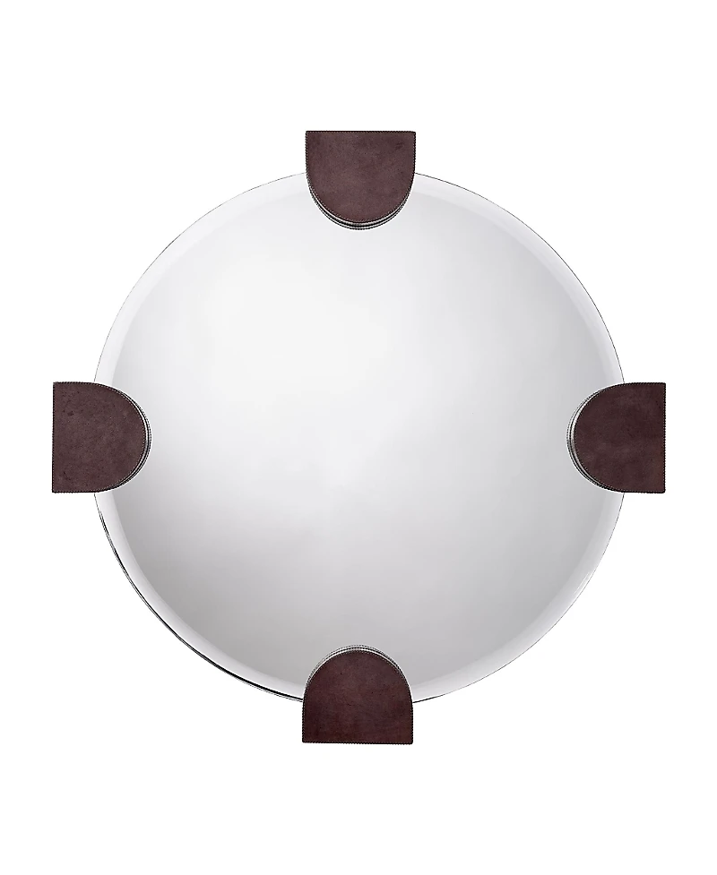 Jamie Young Quadrant Leather Round Wall Mirror