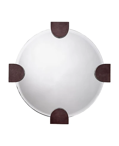 Jamie Young Quadrant Leather Round Wall Mirror