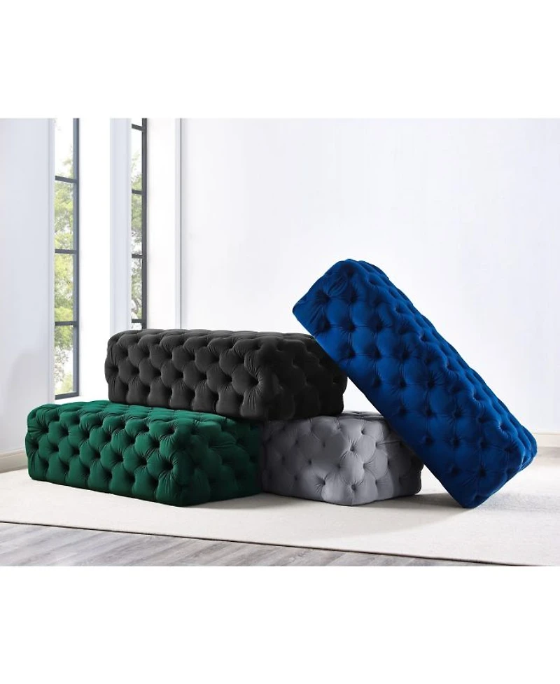 Kaylee Velvet Ottoman in Green
