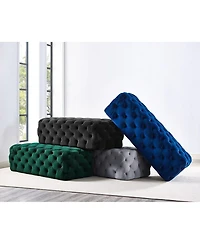 Kaylee Velvet Ottoman in Green