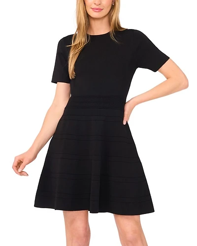 Short Sleeve Round Neck Mini Flare Dress