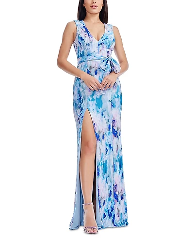 Dress the Population Sandra Tie Waist Evening Gown