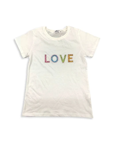 Lola + The Boys Girls' Gem Studded Love Tee - Little Kid, Big Kid