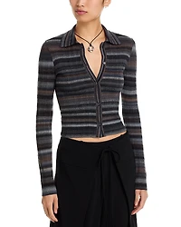 Re/Done Ribbed Polo Cardigan