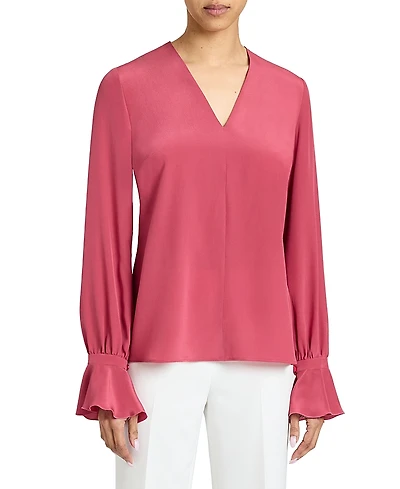 Santorelli Rue Silk Long Sleeve Blouse