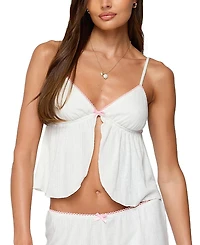 Edikted Linny Split Front Pointelle Top