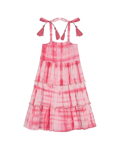 Mer St. Barth Girls' Bella Shoulder Tie Hibiscus Shibori Sundress - Little Kid, Big Kid