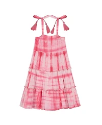 Mer St. Barth Girls' Bella Shoulder Tie Hibiscus Shibori Sundress - Little Kid, Big Kid