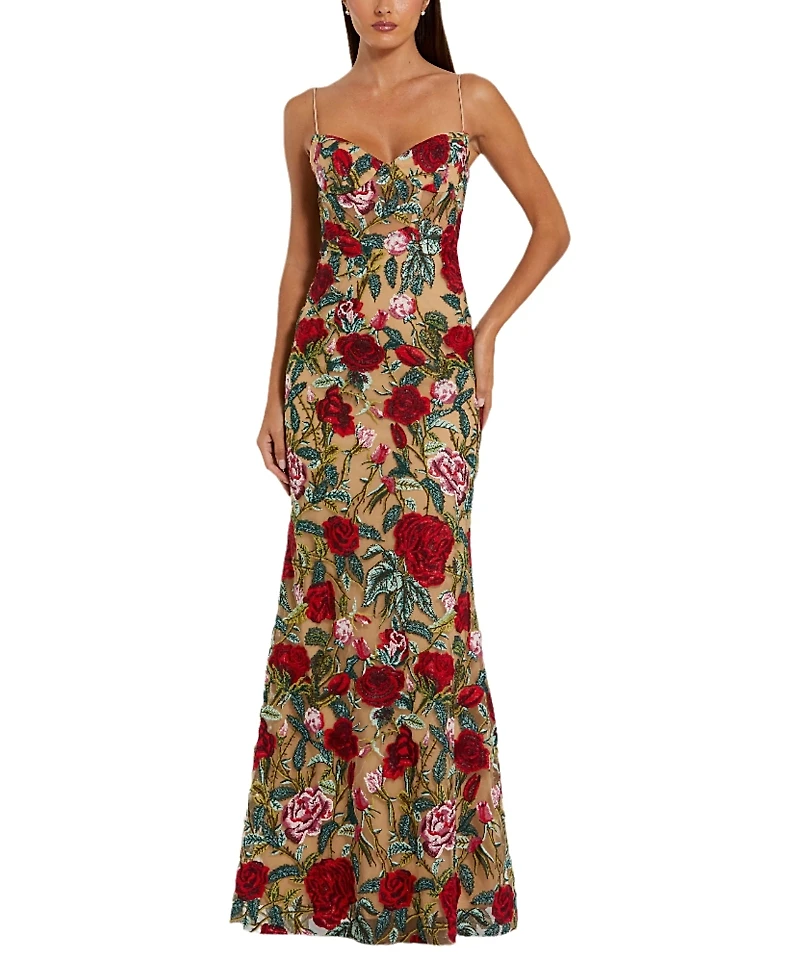 Mac Duggal Floral Embroidered Off The Shoulder Gown
