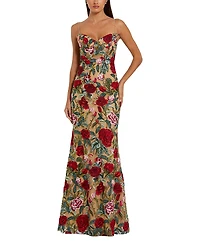 Mac Duggal Floral Embroidered Off The Shoulder Gown