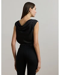 Satin Charmeuse Off-The-Shoulder Blouse