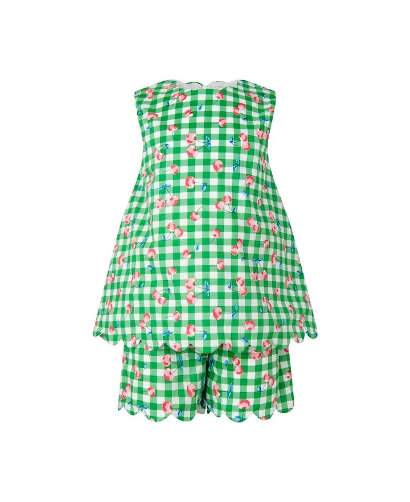 Girls' Cherry Check Scalloped Set - Little Kid, Big Kid