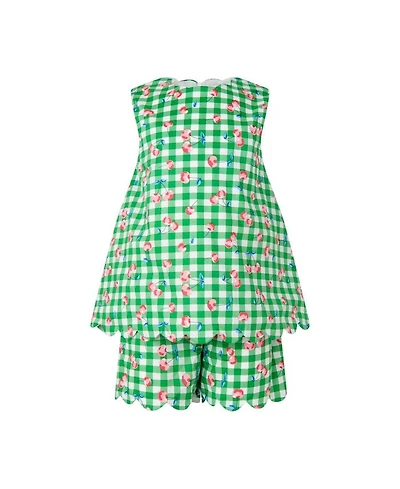 Girls' Cherry Check Scalloped Set - Little Kid, Big Kid