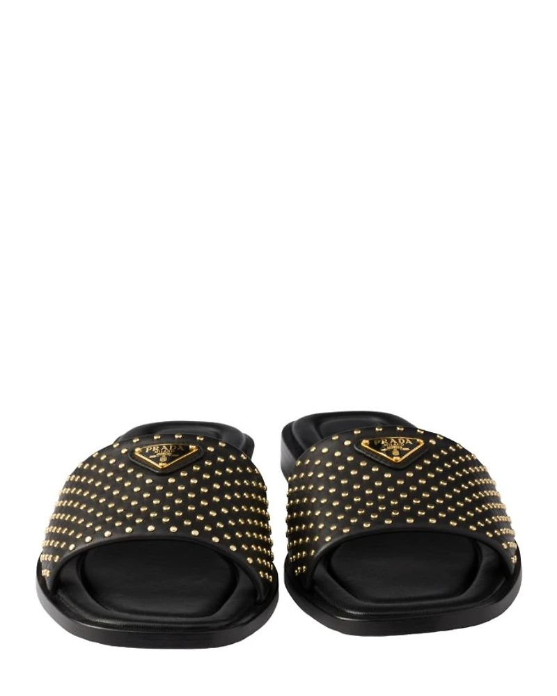Women's Nappa Leather Slides with Studs