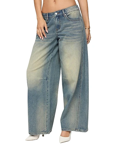 Edikted Washed Low Rise Baggy Medium Rinse Wash Jeans