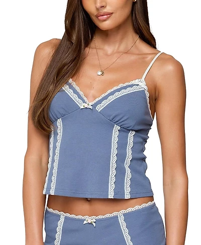 Edikted Eliane Contrast Lacey Tank Top