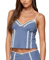 Edikted Eliane Contrast Lacey Tank Top