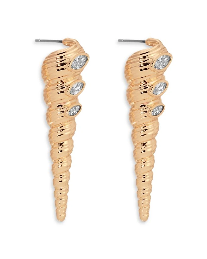 Cubic Zirconia Capri Shell Linear Drop Earrings