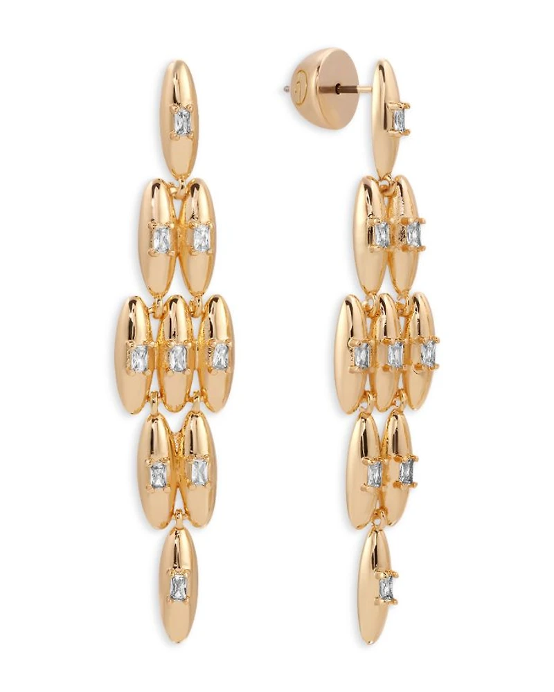 Baguette Cubic Zirconia Oval Dome Statement Earrings