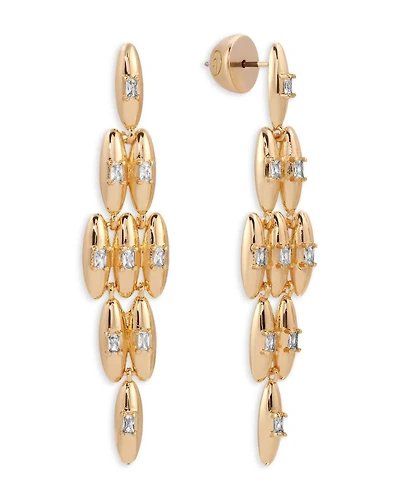 Baguette Cubic Zirconia Oval Dome Statement Earrings