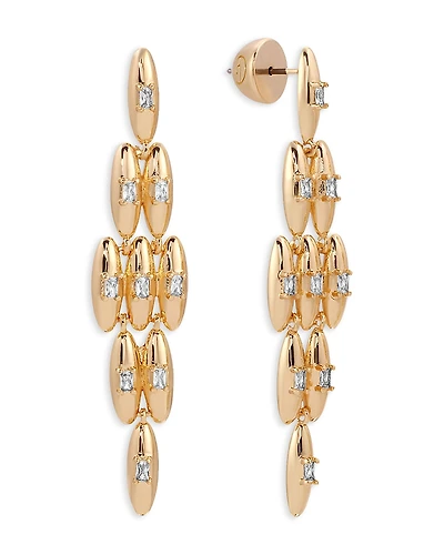Ettika Baguette Cubic Zirconia Oval Dome Statement Earrings