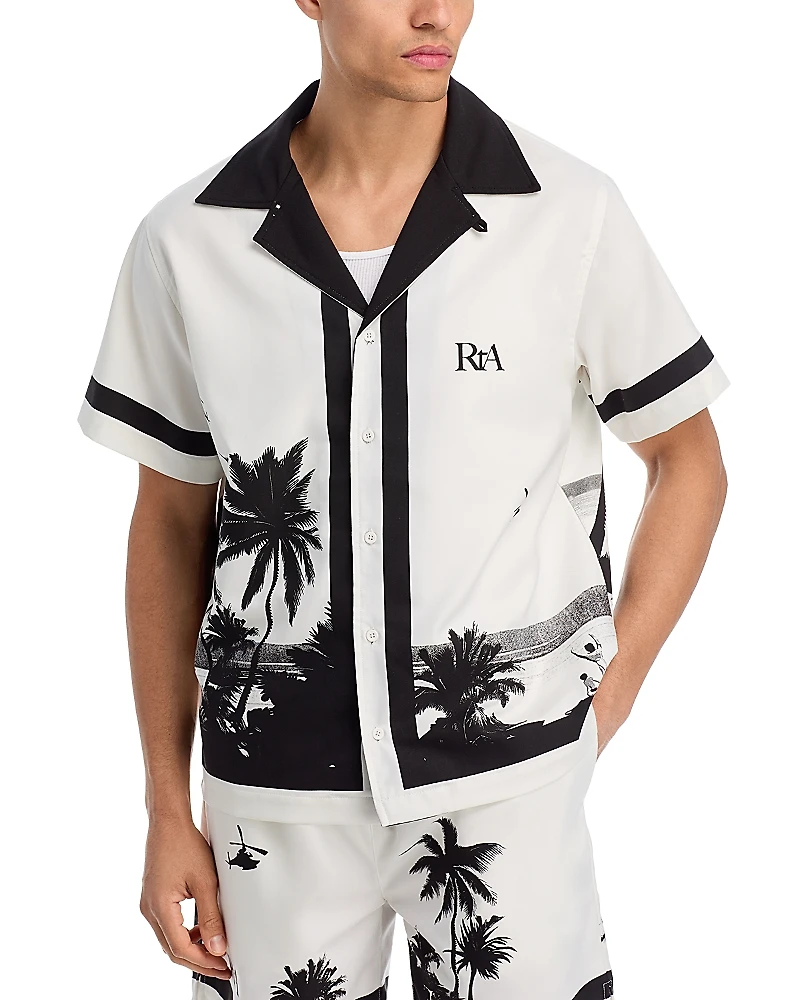 Rta Nathan Regular Fit Printed Camp Shirt
