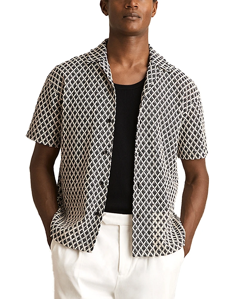 Reiss Sterling Crochet Camp Shirt