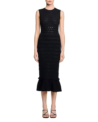 Sandro Studded Knit Midi Dress