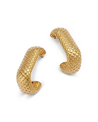 Bloomingdale's Fine Collection Faceted Texture Rectangular Hoop Earrings 14K Yellow Gold