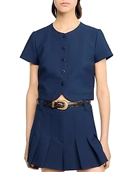 Sandro Buttoned Cropped Top