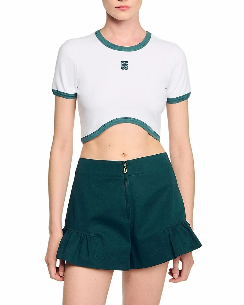 Sandro Two Tone Cropped Tee
