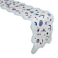 Celestial Linen Embroidered Runner in Blue