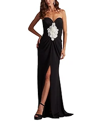Tadashi Shoji Sirota Center-Front Ruffle Gown