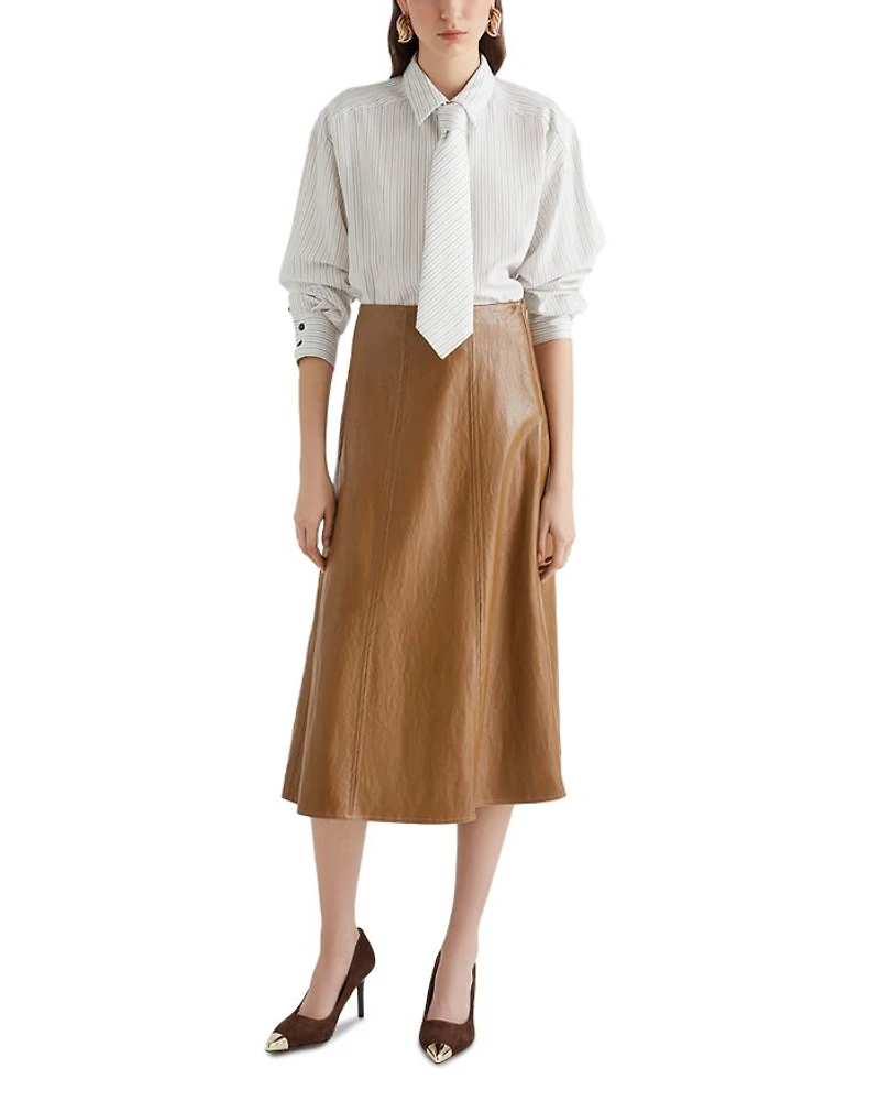 Falange Faux Leather Skirt