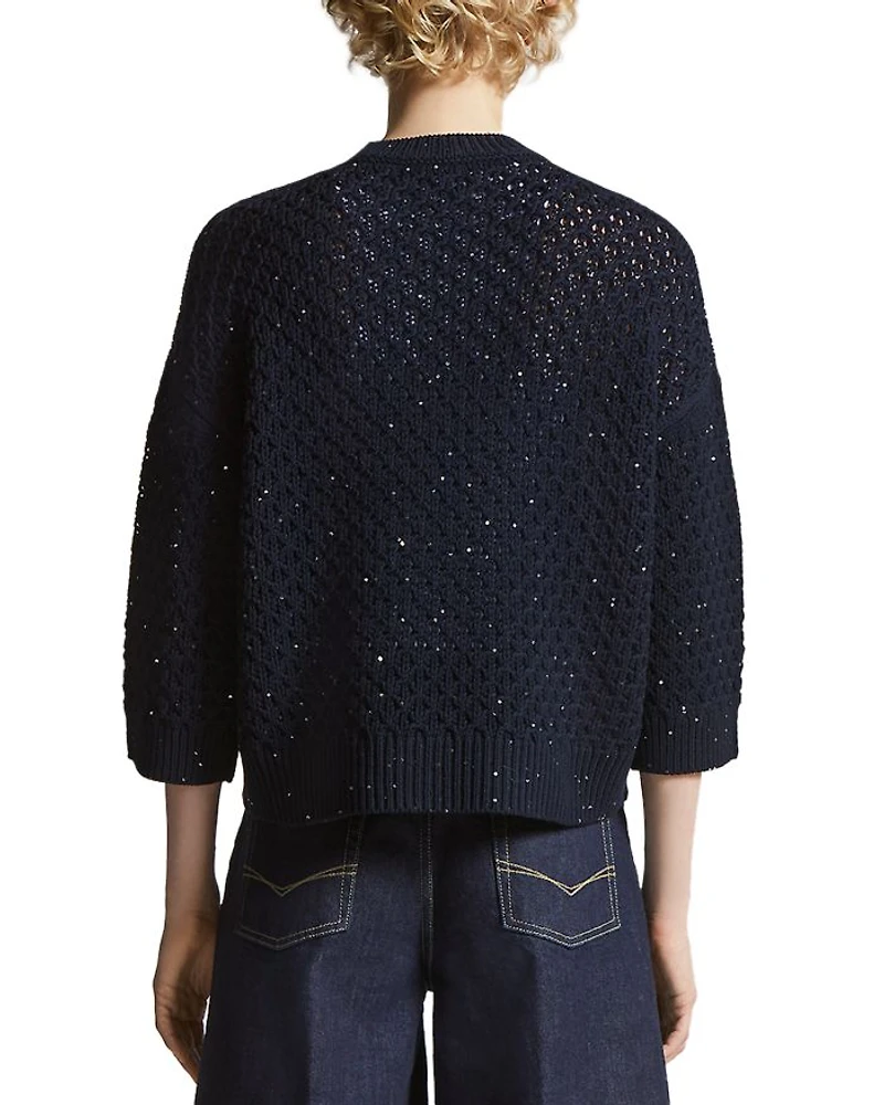 Sequin Three Quarter Sleeve Sweater