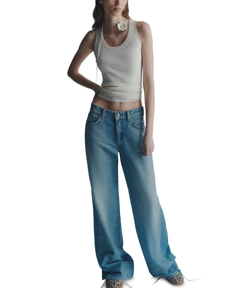 Low Rise Wide Leg Jeans Light Blue