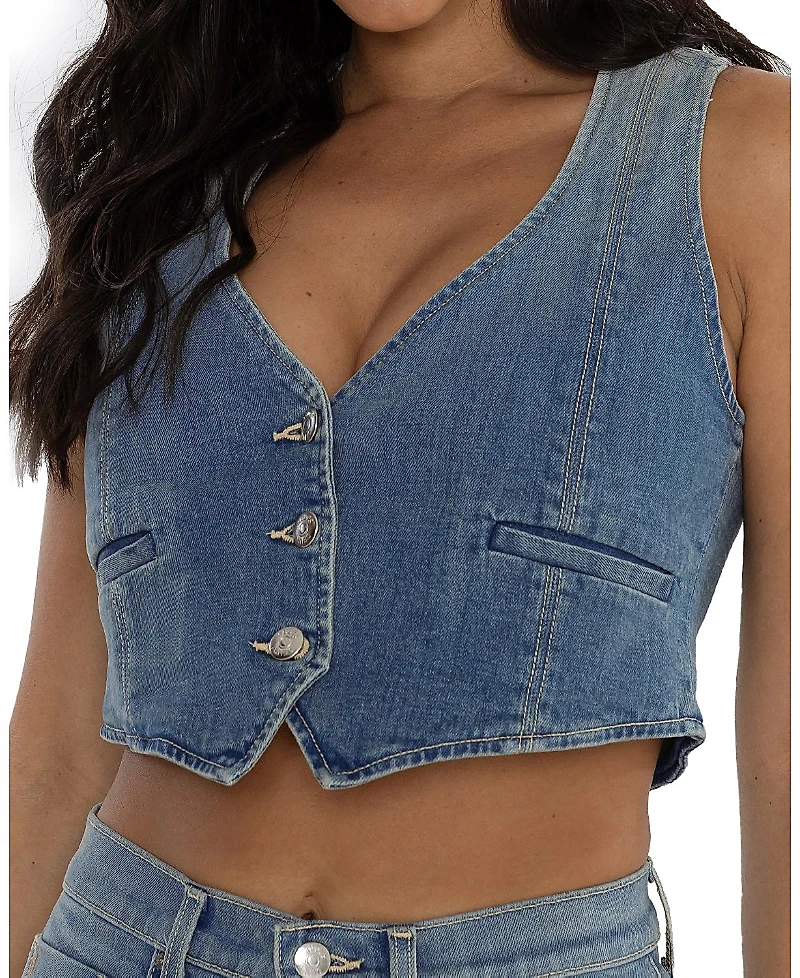 Rudes Denim Cropped Adriana Vest