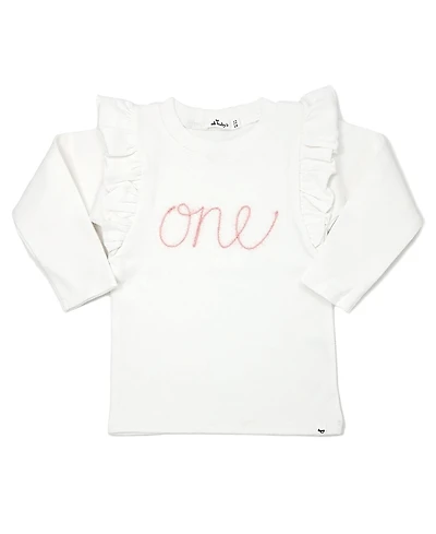 oh baby! Girls' one Pink Sparkle Embroidered Millie Tee - Baby