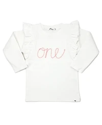 oh baby! Girls' one Pink Sparkle Embroidered Millie Tee - Baby