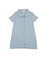 Maniere Girls' Denim Check Short Sleeve Dress - Little Kid