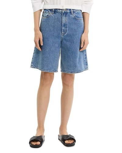 High Waisted Relaxed Long Shorts Cotton-Blend