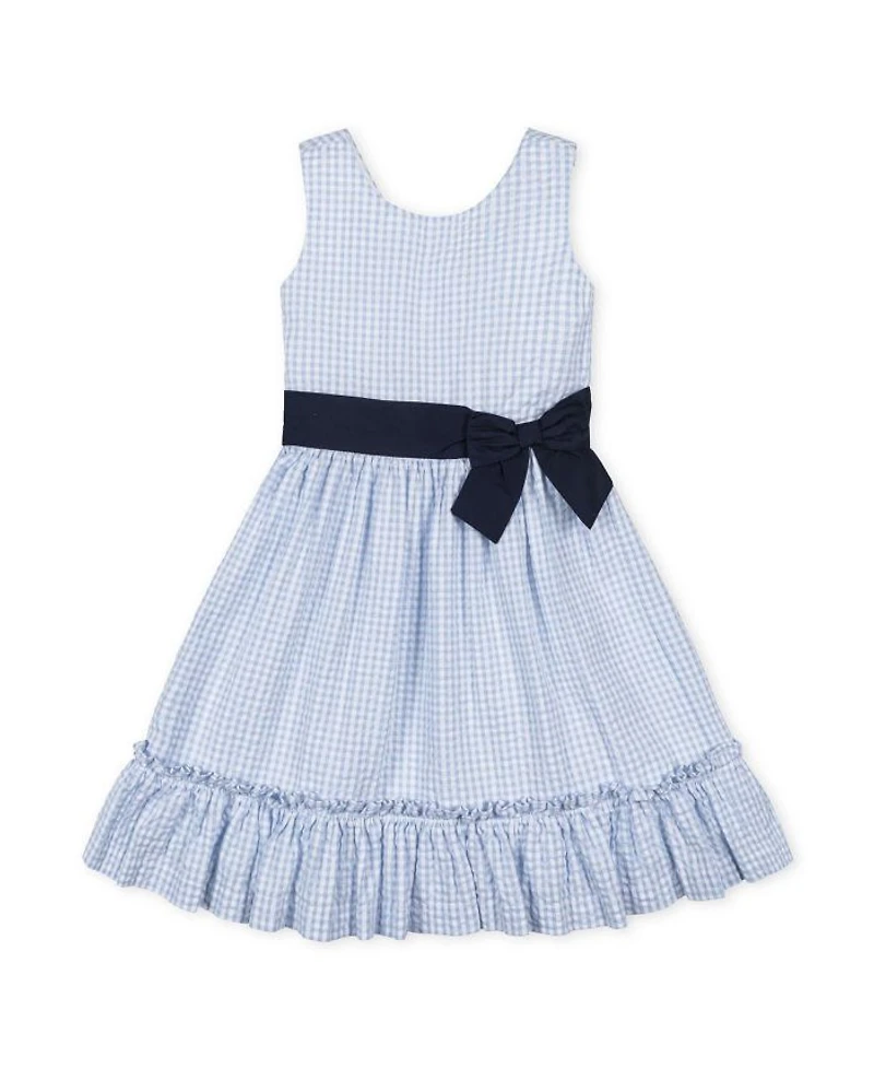 Heirloom Girls' Organic Sleeveless Special Occasion Seersucker Party with Cross Back Dress- Little Kid, Big Kid